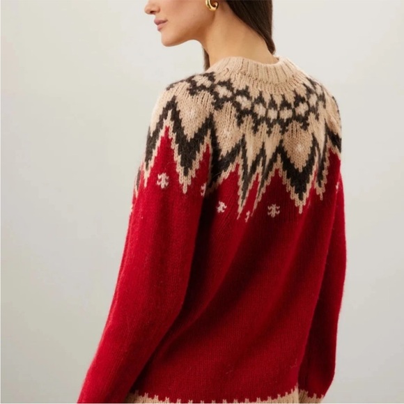 Polo Ralph Lauren Red Tan Fair Isle Wool Alpaca Classic Crew Sweater Size XXL - Picture 3 of 11